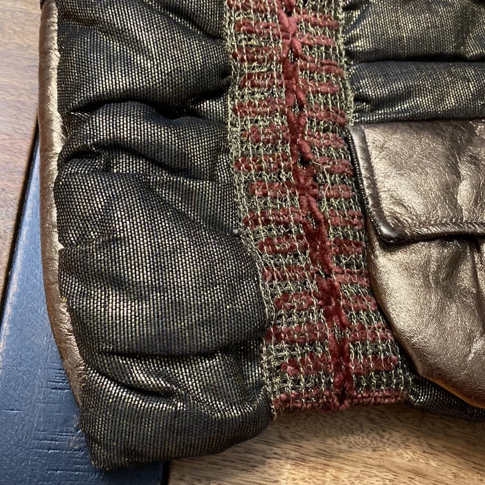 Rose Aronin for Roseeni vintage futuristic quilted gold leather woven shoulder - Picture 2 of 10